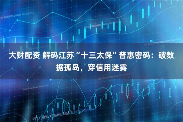 大财配资 解码江苏“十三太保”普惠密码：破数据孤岛，穿信用迷雾